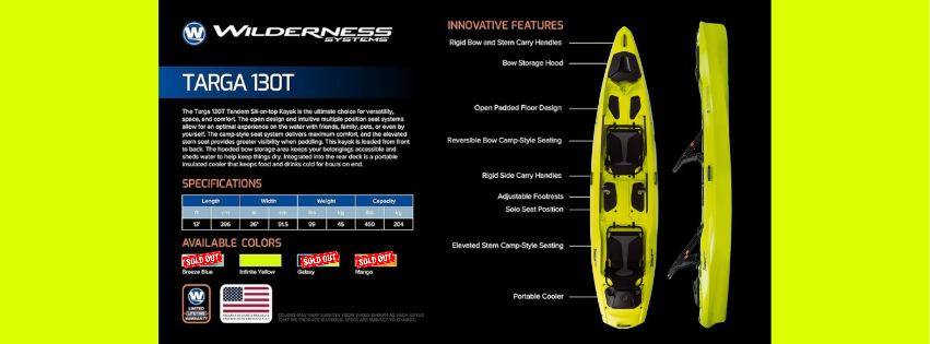 WILDERNESS SYSTEMS TARGA 130T ELITE ALUMINUIM SEATS KAYAKS