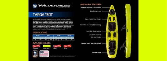 WILDERNESS SYSTEMS TARGA 130T ELITE ALUMINUIM SEATS KAYAKS