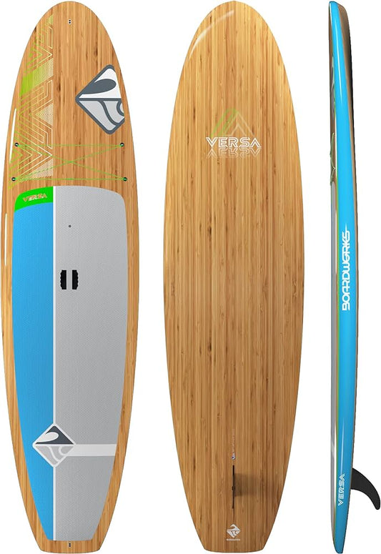 Boardworks Versa | Recreational Stand Up Paddleboard | Bombshell Epoxy Hardboard | 10' 6", Bamboo/Blue