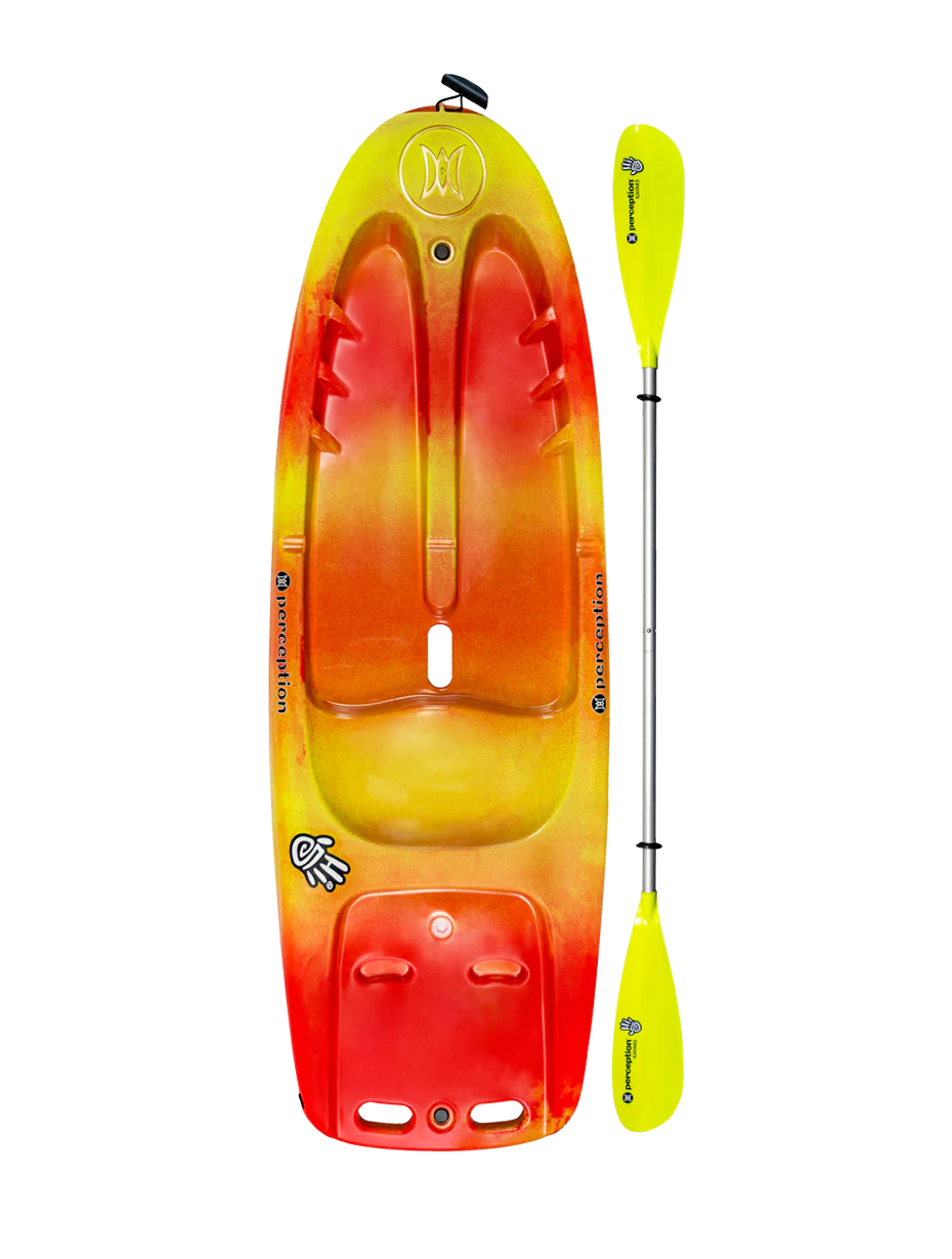 Perception Hi Five | Sit on Top Kids Kayak for Kids up to 120 Lbs. | Youth Kayak with Paddle | 6' 6"